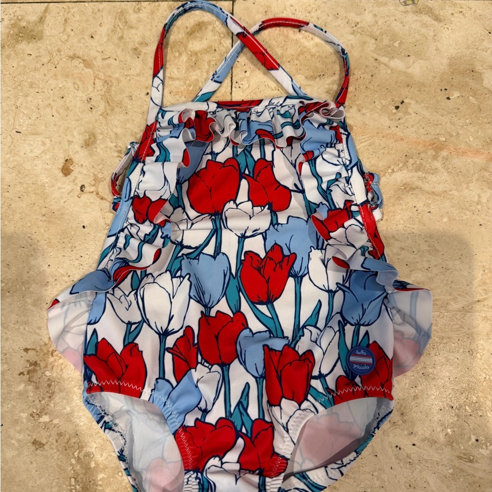 Vibrant Floral Kids Swim One Piece